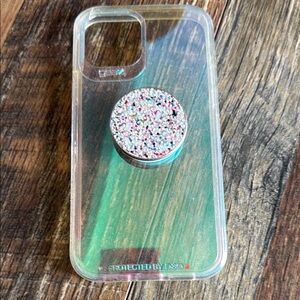 Clear Pearly Phone Case with Popsocket